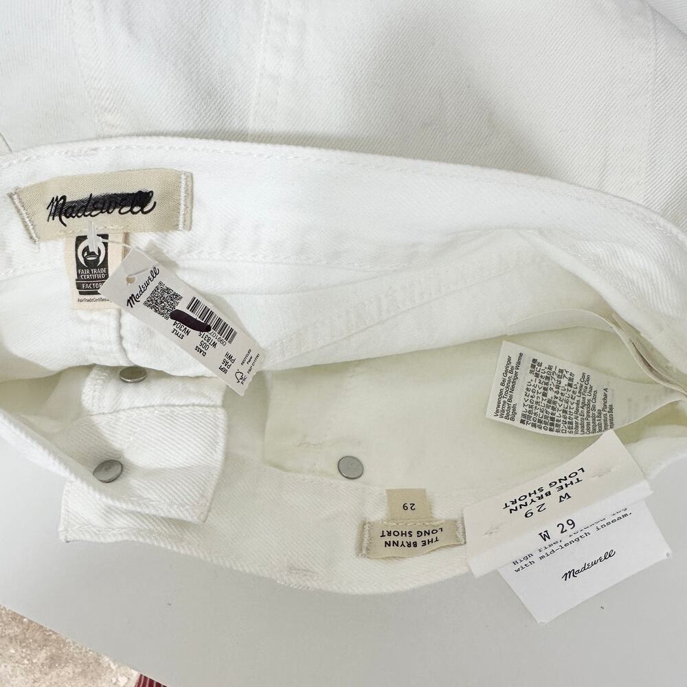 Madewell The Brynn Long Short Pure Low Slung Rigid Denim White Relaxed US 29 NWT - Picture 11 of 13